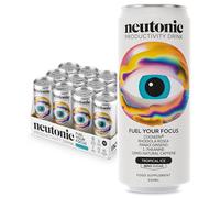 Neutonic Nootropic Productivity Energy Drink | Tropical Ice 12 Cans | 120mg Natural Caffeine, Zero Sugar | Support Energy, Mental Performance, Cognitive Function | Support Focus, Brain Health