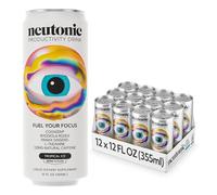 Neutonic Nootropic Productivity Energy Drink | Tropical Ice 12 Cans | 120mg Natural Caffeine, Zero Sugar | Support Memory, Mental Clarity, Cognitive Function | Boost Focus, Energy, Brain Health