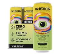 Neutonic Nootropic Productivity Energy Drink | Wild Citrus 12 Cans | 120mg Natural Caffeine, Zero Sugar | Support Memory, Mental Clarity, Cognitive Function | Boost Focus, Energy, Brain Health