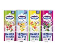 Neutradol Bin Odour Destroyer Bundle Gift Set 4 x 350g Powerful Bin Freshener Eliminates & Neutralises Bad Smells Berry Fusion, Citrus Fresh, Peach Mango, Raspberry Lime Long Lasting