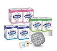 Neutradol Gel Power Orbs (6-Pack) & Silicone Drain Protector, Strong Air Freshener for Home, Room Freshener, Air Freshener Gel and Shower Hair Catchers Bundle
