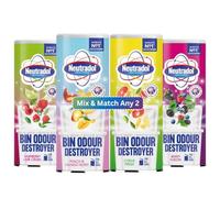 Neutradol Mix & Match Any 2 Bin Odour Destroyer 350g Powerful Bin Freshener All Household Bins Eliminates & Neutralises Bad Smells Berry Fusion, Citrus Fresh, Peach Mango Burst, Raspberry Lime Crush