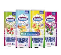Neutradol Mix & Match Any 3 Bin Odour Destroyer 350g Powerful Bin Freshener All Household Bins Eliminates & Neutralises Bad Smells Berry Fusion, Citrus Fresh, Peach Mango Burst, Raspberry Lime Crush