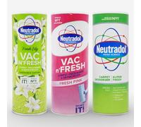 Neutradol Vac N’Fresh Carpet Freshener & Deodorizer Bundle 3 x 350g - FRESH (LILY, PINK & SUPER) - Powerful Odour Neutraliser for Carpets, Rugs & Upholstery - Shake & Vacuum Powder
