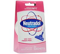 Neutradol Vac Sacs Vacuum Deodoriser, Place in Vacuum Cleaner Bags & Dust Bags, Fresh Pink, 1 x 3 Vac Sacs