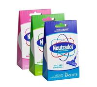 Neutradol Vac Sacs Vacuum Deodorizer Sachets(Vacuum Hoover Air Freshener Eliminates Odours for Pets, Cooking, Smoking & Waste - Original, Fresh Pink and Super Fresh (9 Sachets)