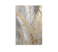 Neutral Abstract Art Poster Modern Art Abstract Art Gold Feather Poster Wall Art Poster 1 Canvas Poster Wall Art Decor Print Picture Paintings for Living Room Bedroom Decoration 12x18inch(30x45cm)