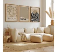 Neutral Abstract Matisse Wall Art Set Of 3 Beige Frameless Posters (A3 Size 29.7cmx42cm)