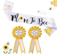 Neutral Baby Shower Decorations Mom to Be Sash Dad to Be Corsage Set, Corsage Pin Set for Pregnant Mommy Gift Party Decorations Keepsake Gift (Yellow Bee Theme)