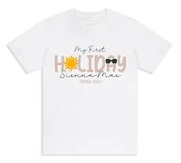 Neutral Beige Brown My First Holiday T-Shirt | Personalised Kids Top Boys Girls Tee First Flight Holiday | Multiple Colours Available (UK, Age, 1 Year, 2 Years, Regular)