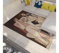 Neutral Beige Taupe Black Rugs Living Room Pablo Picasso Non-slip Washable Area Rugs for Bedroom Soft Thin Abstract Cubist Figurative Carpet 60x90cm for Office Dining Room Kitchen Nursery Bedside