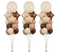 Neutral Boho Birthday Party Decorations Balloon Set - 39 Pcs Sand White Chocolate Latte Brown Matte Latex Balloons, Coffee Nude Foil Stars Bouquet Kit for Baby Shower Teddy Bear Theme