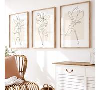 Neutral Botanical Wall Art, Botanical Prints, Set of 3 Prints, Plants Wall Art, Floral Line Art, Beige Decor, Neutral Wall Decor, Flower Art | A3, A4 (A3)