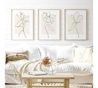 Neutral Botanical Wall Art, Botanical Prints, Set of 3 Prints, Plants Wall Art, Floral Line Art, Beige Decor, Neutral Wall Decor, Flower Art | A3, A4 (A4)