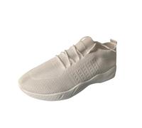 Neutral Casual Shoes with Sporty Design, Breathable and Comfortable Colour for Women in Solid Size Fashion Platform Large Flying Lacup Knitted Women, White, 9 UK
