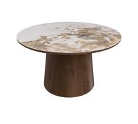 Neutral Ceramic Round Walnut Coffee Table and Sofa Table - Malia