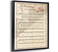 Neutral Christmas Carol Canvas Wall Art Vintage Sheet Music Poster Rustic Hymn Decor for Living Room Bedroom or Office 12x16in Black Aluminum Frame