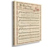 Neutral Christmas Carol Canvas Wall Art Vintage Sheet Music Poster Rustic Hymn Decor for Living Room Bedroom or Office 20x30in Wood Frame