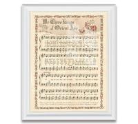 Neutral Christmas Carol Canvas Wall Art Vintage Sheet Music Poster Rustic Hymn Decor for Living Room Bedroom or Office 16x20in White Frame