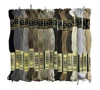 Neutral Colors 100% Long-Staple Cotton Embroidery Floss Pack Cross Stitch Threads, Pack of 17 Skeins