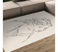 Neutral Cream Black Outline Rugs for Living Room Large Minimal Line Art Area Rug Woman Face Pablo Picasso Machine Washable Non Slip Floor Carpet 60x90cm for Bedroom Dining Room