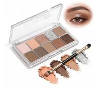 Neutral Eyeshadow Palette With 9 Matte And Shimmer Shades - Complete Kit For Natural To Glamorous Eye Looks, Featuring Buildable Powder Eyeshadows Including Silver, Brown, Taupe And Nude