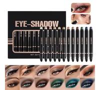 Neutral Eyeshadow Stick Makeup Set, 12 Shades Double-End Waterproof Eyeshadow, Shimmer Eye Brightener with Blending Sponge, Buildable & Blendable Formula