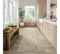 Neutral Farmhouse Hallway Rug Runner 2x6 Washable Non Slip Rubber Backing Vintage Modern Boho Runners Rugs for Entryway Indoor Kitchen Bathroom,Tan Brown and Cream Beige