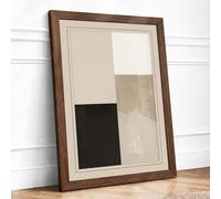 Neutral Geometry Minimalist Framed Wall Art Print A4 (29.7×21cm) Walnut, Wall Decor for Living Room, Bedroom, Office & Home, Ready to Hang, Art Gift