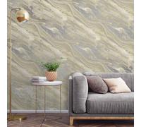 Neutral Grey Marble Effect Wallpaper Feature Wall