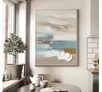 Neutral Minimalist Texture Wall Art Beige White Abstract Oil Painting print On Canvas Wabi Wabi Wall Artwork 70x100cm InternalFrame