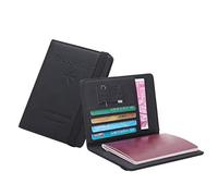 Neutral Multi-purpose Travel Passport Wallet Tri-fold Document Organizer Holder Check Wallets for Women (Black, One Size)