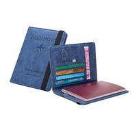 Neutral Multi-purpose Travel Passport Wallet Tri-fold Document Organizer Holder Check Wallets for Women (Blue, One Size)