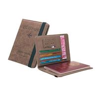 Neutral Multi-purpose Travel Passport Wallet Tri-fold Document Organizer Holder Check Wallets for Women (Coffee, One Size)
