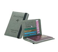 Neutral Multi-purpose Travel Passport Wallet Tri-fold Document Organizer Holder Check Wallets for Women (Green, One Size)