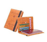 Neutral Multi-purpose Travel Passport Wallet Tri-fold Document Organizer Holder Custom Wallets for Men (Orange, One Size)