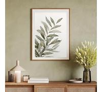 Neutral Muted Grey Willow Leaf Wall Art, Minimal Botanical Canvas Print for Sage Green Console Room(70x100cm/Frameless)