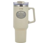 Neutral Nitro Stainless Steel Tumbler - 1.2L Leakproof Travel Mug with Handle | Twin-Wall Vacuum Insulated | Large Capacity Hot & Cold Drink Flask | Beige