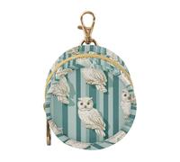Neutral Owl Turquoise Striped Baby Pacifiers Holder Case Portable Key Chain Wallet, Baby Essentials