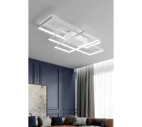 Neutral Style Rectangular LED Semi Flush Ceiling Light Living and Home White One Size