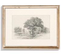 Neutral Vintage Wall Art for Home Decor, Farmhouse Landscape Sketches Wall Decor, Rustic Nature Canvas Prints Vintage Landscape Oil Painting Vintage Art Pictures for Bedroom Bathroom Decor(8" x