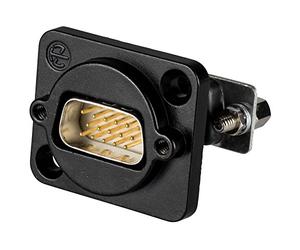 Neutrik 15 pole D-SUB feedthrough, male to female, black D-shape housing