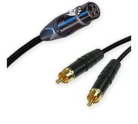 Neutrik Female XLR Split to 2 Dual RCA Phono Cable. Splitter Duplicator Lead 1m+ (50cm, Black)