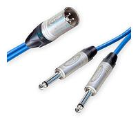 Neutrik Male XLR Split into 2 Dual Mono Jacks Cable. Splitter Summing Lead 3m+ (20m, Blue)