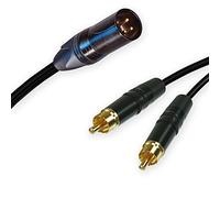 Neutrik Male XLR Split into 2 Dual Phono RCA Cable. Splitter Summing Lead 3m+ (1m, Black)