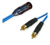 Neutrik Male XLR Split into 2 Dual Phono RCA Cable. Splitter Summing Lead 3m+ (3m, Blue)