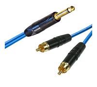 Neutrik Mono Jack Split into 2 Dual RCA Phono Cable. Splitter Summing Lead (8m, Blue)
