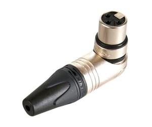 Neutrik NC3FRX XLR coupling, right angle adapter, nickel, model number: 607051