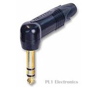 Neutrik NP3RX-B Right Angle 1/4'' TRS Stereo Jack Connector. 6mm Balanced Plug