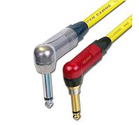 Neutrik SILENT Guitar Jack to Jack Lead. Van Damme Cable. Angled 1m 3m 6m 5m 10m (3m, Yellow)